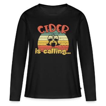 Le cidre appelle / Cidre - T-shirt manches longues Premium bio Femme - noir - Devant - Julia (174cm)