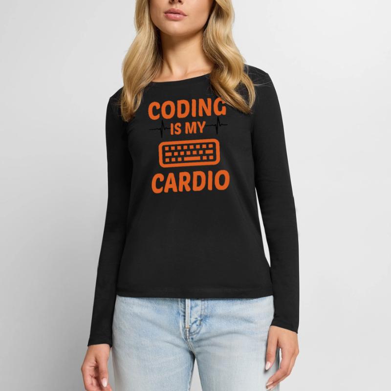 Coding Is My Cardio Programming Coder Computer Gee Frauen Premium Bio Langarmshirt