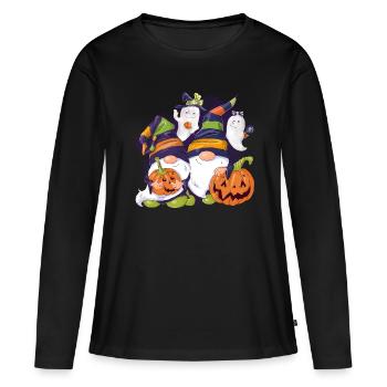 Halloween-Wichtel - Frauen Premium Bio Langarmshirt - Schwarz - Vorne - Julia (174cm)