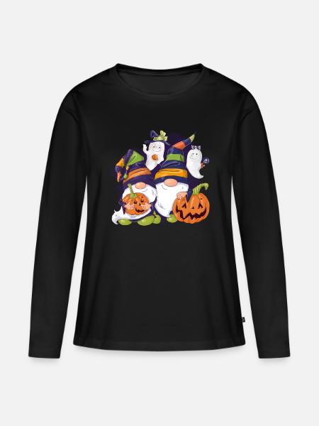 Halloween-Wichtel - Frauen Premium Bio Langarmshirt - Schwarz