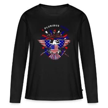 A beautiful American eagle design - Women's Premium Organic Long Sleeve Shirt - black - Front - Julia (174cm)