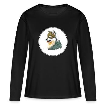 Alaskan Klee Kai Dog Aquarelle Illustration - T-shirt manches longues Premium bio Femme - noir - Devant - Julia (174cm)