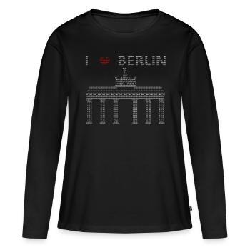 J’adore Berlin ASCII - T-shirt manches longues Premium bio Femme - noir - Devant - Julia (174cm)