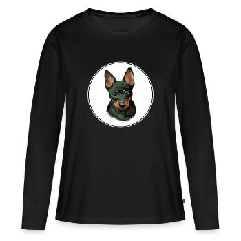 Illustration de l’aquarelle du chien Lancashire Heeler - T-shirt manches longues Premium bio Femme - noir - Devant - Julia (174cm)