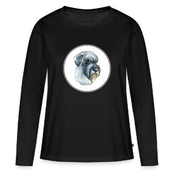 Mittelschnauze Standard Schnauzer Illustration de chien - T-shirt manches longues Premium bio Femme - noir - Devant - Julia (174cm)