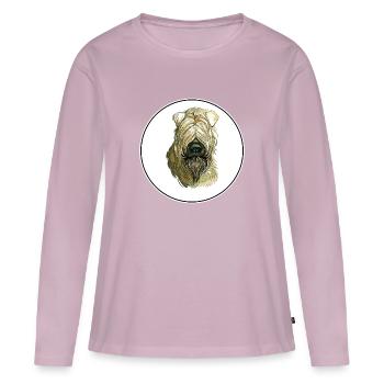 Illustration de chien Wheaten Terrier à poil doux - T-shirt manches longues Premium bio Femme - rose poudré - Devant - Julia (174cm)