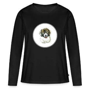 Berger des Carpates Chiot Chien Aquarelle Illustrat - T-shirt manches longues Premium bio Femme - noir - Devant - Julia (174cm)