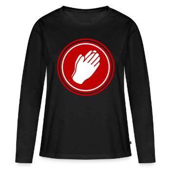 Icône Des mains de prière - T-shirt manches longues Premium bio Femme - noir - Devant - Julia (174cm)