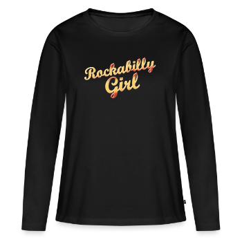 rockabilly fille - T-shirt manches longues Premium bio Femme - noir - Devant - Julia (174cm)