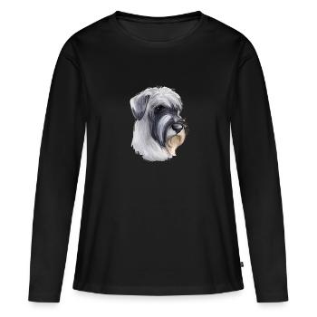 Mittelschnauze Standard Schnauzer Illustration de chien - T-shirt manches longues Premium bio Femme - noir - Devant - Julia (174cm)