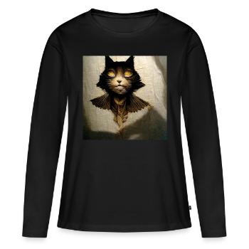 Chat - Ange - Transformation - T-shirt manches longues Premium bio Femme - noir - Devant - Julia (174cm)