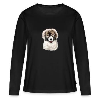 Berger des Carpates Chiot Chien Aquarelle Illustrat - T-shirt manches longues Premium bio Femme - noir - Devant - Julia (174cm)