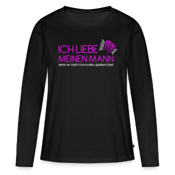 ich liebe meinen mann weiss pink - Frauen Premium Bio Langarmshirt - Schwarz - Vorne - Julia (174cm)