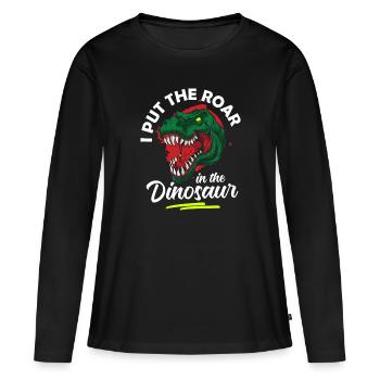 Urzeit Triceratops Saurier Fossil - Frauen Premium Bio Langarmshirt - Schwarz - Vorne - Julia (174cm)