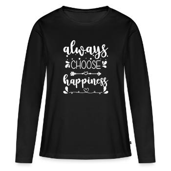 Bonheur Joie Vie Énergie - T-shirt manches longues Premium bio Femme - noir - Devant - Julia (174cm)