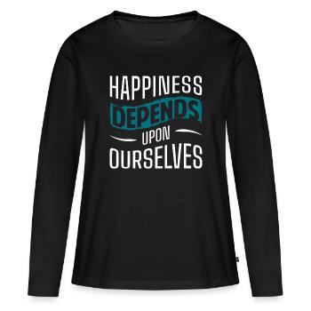 Cloverleaf Joie Amour Optimisme - T-shirt manches longues Premium bio Femme - noir - Devant - Julia (174cm)