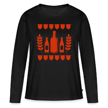 Bière - Bouteille de bière - Fête - Festival folklorique - T-shirt manches longues Premium bio Femme - noir - Devant - Julia (174cm)