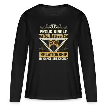 Indépendance unique - T-shirt manches longues Premium bio Femme - noir - Devant - Julia (174cm)