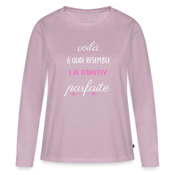 t shirt mamy parfaite - T-shirt manches longues Premium bio Femme - rose poudré - Devant - Julia (174cm)