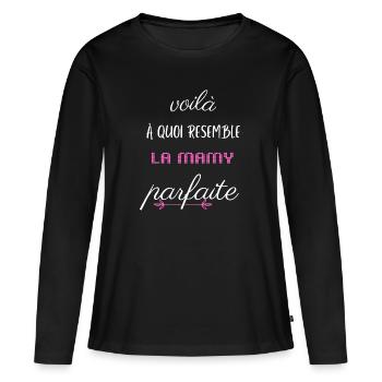 t shirt mamy parfaite - T-shirt manches longues Premium bio Femme - noir - Devant - Julia (174cm)