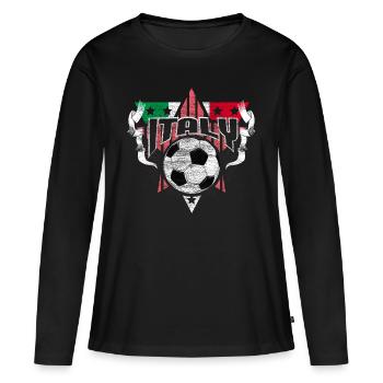 Idée cadeau de l’équipe nationale de football d’Italie - T-shirt manches longues Premium bio Femme - noir - Devant - Julia (174cm)