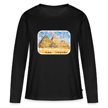 Le Caire Egypte Aquarelle Esquisse Dessinée Illustration - T-shirt manches longues Premium bio Femme - noir - Devant - Julia (174cm)