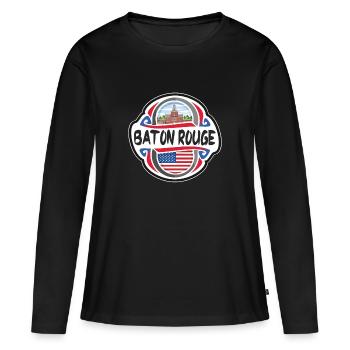 Baton Rouge Vereinigte Staaten von Amerika Flagge Reisesouvenir - Frauen Premium Bio Langarmshirt - Schwarz - Vorne - Julia (174cm)