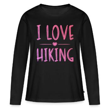 Ich liebe Hiking - Frauen Premium Bio Langarmshirt - Schwarz - Vorne - Julia (174cm)