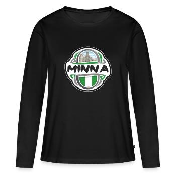 Minna Nigeria Flag Badge Souvenir de Voyage Timbre - T-shirt manches longues Premium bio Femme - noir - Devant - Julia (174cm)