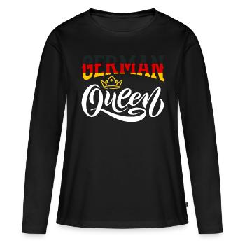 German Queen Germany German Flag - Frauen Premium Bio Langarmshirt - Schwarz - Vorne - Julia (174cm)