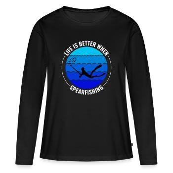 Pêche sous-marine Pêche sous-marine Pêche au harpon - T-shirt manches longues Premium bio Femme - noir - Devant - Julia (174cm)