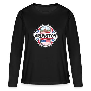 Arlington USA Drapeau des États-Unis Souvenir de voyage B - T-shirt manches longues Premium bio Femme - noir - Devant - Julia (174cm)