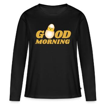 good morning egg - Women's Premium Organic Long Sleeve Shirt - black - Front - Julia (174cm)