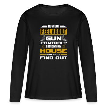 Arme Arme à feu Arme à feu - T-shirt manches longues Premium bio Femme - noir - Devant - Julia (174cm)