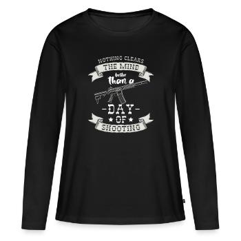Tir d’arme à feu Du propriétaire de l’arme - T-shirt manches longues Premium bio Femme - noir - Devant - Julia (174cm)