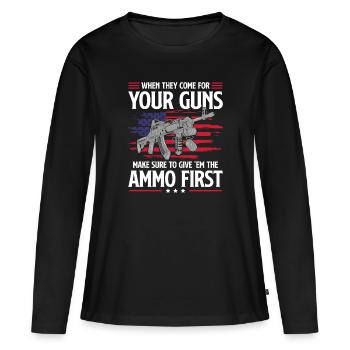 Arme à feu - T-shirt manches longues Premium bio Femme - noir - Devant - Julia (174cm)