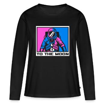 Logo de l’espace Voyager - T-shirt manches longues Premium bio Femme - noir - Devant - Julia (174cm)