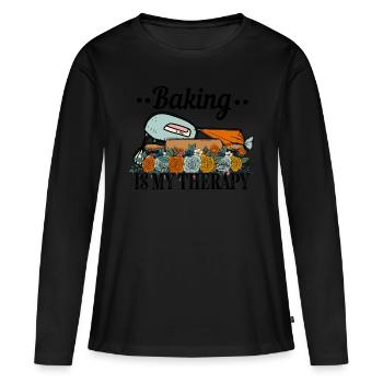Boulangerie Baker Boulangerie Boulangerie Gâteau de confiserie - T-shirt manches longues Premium bio Femme - noir - Devant - Julia (174cm)