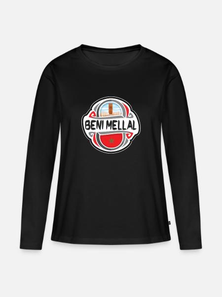 Beni Mellal Marokko Flagge Reise Souvenir Abzeichen Sta - Frauen Premium Bio Langarmshirt - Schwarz