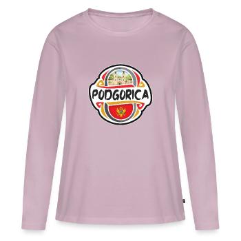 Podgorica Montenegro Flagge Reise Souvenir Abzeichen St - Frauen Premium Bio Langarmshirt - Altrosa - Vorne - Julia (174cm)