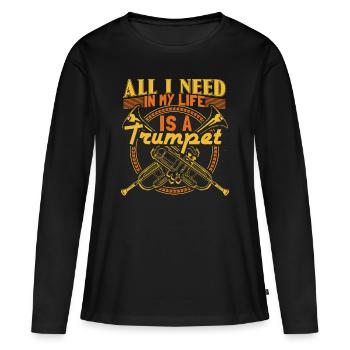 Trompette Trompette Trompette Cadeau - T-shirt manches longues Premium bio Femme - noir - Devant - Julia (174cm)