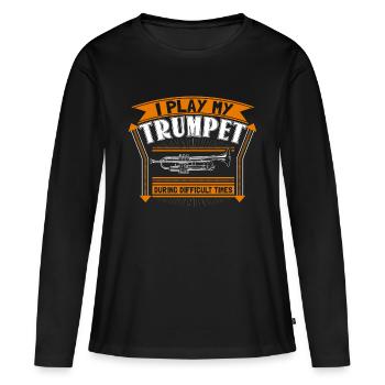 Trompette Trompette Concert Idée Cadeau - T-shirt manches longues Premium bio Femme - noir - Devant - Julia (174cm)