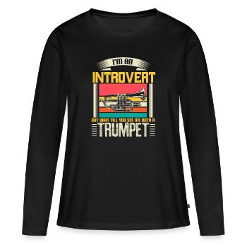 Trompette Instrument Musique Cadeau - T-shirt manches longues Premium bio Femme - noir - Devant - Julia (174cm)