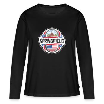 Springfield USA Drapeau des États-Unis Souvenir de voyage - T-shirt manches longues Premium bio Femme - noir - Devant - Julia (174cm)
