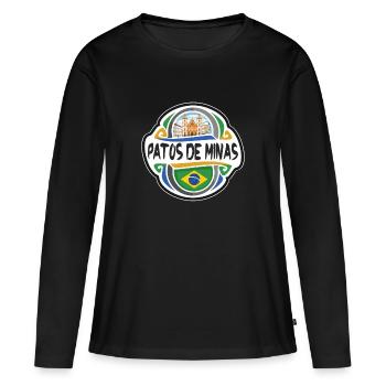 Patos de Minas Brésil Drapeau Voyage Souvenir Badge S - T-shirt manches longues Premium bio Femme - noir - Devant - Julia (174cm)