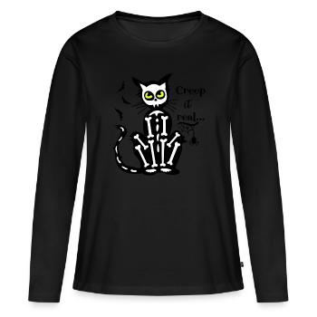 Kriechen Sie Es Echte Skelettkatze - Frauen Premium Bio Langarmshirt - Schwarz - Vorne - Julia (174cm)