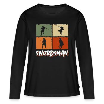 Combat à l’épée - T-shirt manches longues Premium bio Femme - noir - Devant - Julia (174cm)