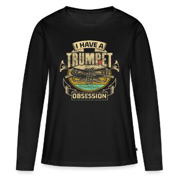 Idée cadeau Trumpet Brass Band - T-shirt manches longues Premium bio Femme - noir - Devant - Julia (174cm)