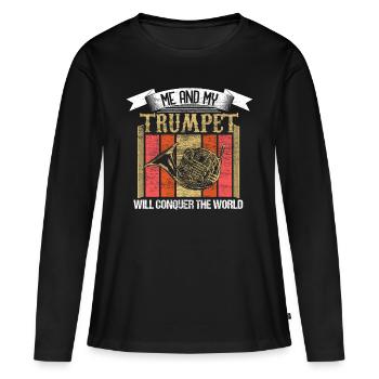 Trompette Trompette Orchestre Idée Cadeau - T-shirt manches longues Premium bio Femme - noir - Devant - Julia (174cm)