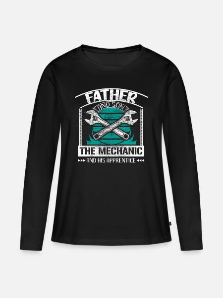 Vader en zoon - Vrouwen Premium Bio shirt met lange mouwen - zwart